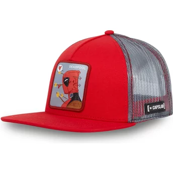 Capslab Deadpool DUO Marvel Comics Red and Grey Flat Brim Trucker Hat