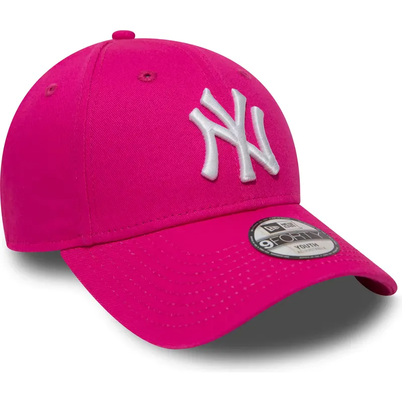 petten-gebogen-roze-verstelbare-band-voor-kinderen-9forty-essential-van-new-york-yankees-mlb-van-new-era