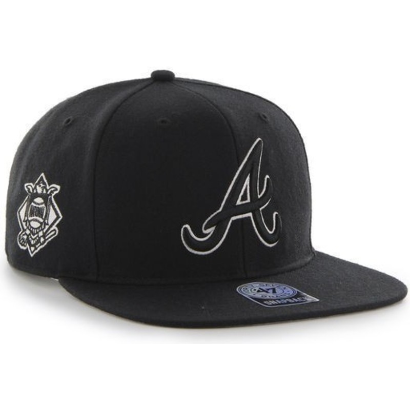 47-brand-flat-brim-atlanta-braves-mlb-sure-shot-black-snapback-cap