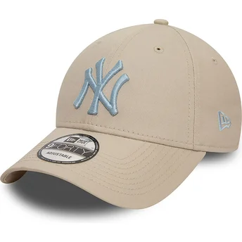 Casquette courbée beige ajustable avec logo bleu claire 9FORTY League Essential New York Yankees MLB New Era