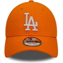 petten-gebogen-oranje-verstelbaar-9forty-league-essential-van-los-angeles-dodgers-mlb-van-new-era