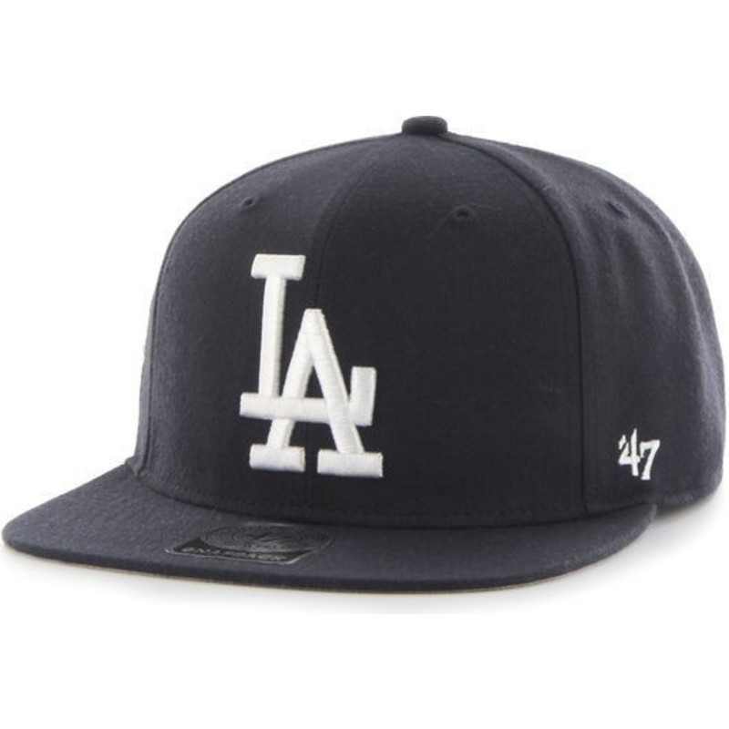 47-brand-flat-brim-white-logo-los-angeles-dodgers-mlb-sure-shot-black-snapback-cap