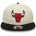 casquette-plate-beige-et-noire-snapback-9fifty-logo-chicago-bulls-nba-new-era