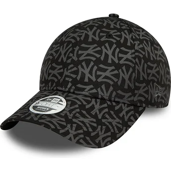 Casquette courbée noire ajustable pour femme 9FORTY Monogram New York Yankees MLB New Era