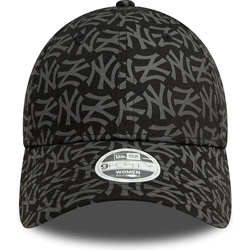 buet-sort-justerbar-kasket-til-kvinder-9forty-monogram-fra-new-york-yankees-mlb-fra-new-era