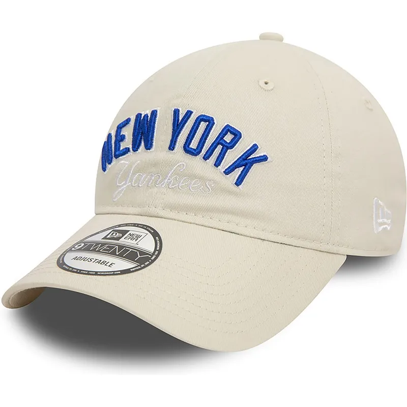buet-beige-justerbar-9twenty-wordmark-kasket-af-new-york-yankees-mlb-fra-new-era