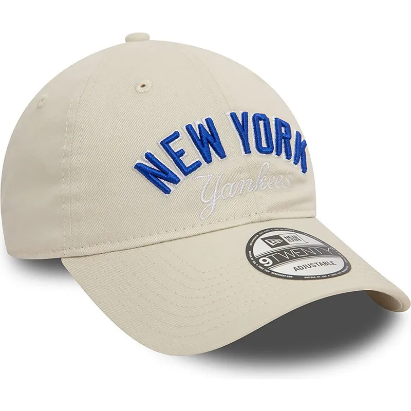 petten-gebogen-beige-verstelbare-band-9twenty-wordmark-van-new-york-yankees-mlb-van-new-era petten-gebogen-beige-verstelbare-band-9twenty-wordmark-van-new-york-yankees-mlb-van-new-era