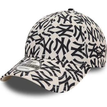 Beżowo-czarna zakrzywiona czapka z daszkiem regulowana 9FORTY Monogram New York Yankees MLB od New Era