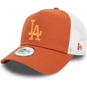 casquette-trucker-marron-et-blanche-a-frame-seasonal-infill-los-angeles-dodgers-mlb-new-era