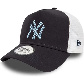 New York Yankees MLB New Era marineblå og hvid A Frame Seasonal Infill trucker cap