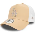 casquette-trucker-marron-claire-et-blanche-a-frame-seasonal-infill-los-angeles-dodgers-mlb-new-era