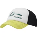 casquette-trucker-blanche-noire-et-jaune-ajustable-fernando-alonso-amf1-aston-martin-formula-1-kimoa