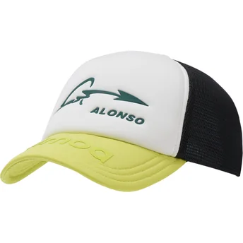 Casquette trucker blanche, noire et jaune ajustable Aston Martin F1 Team X Kimoa