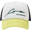 casquette-trucker-blanche-noire-et-jaune-ajustable-fernando-alonso-amf1-aston-martin-formula-1-kimoa