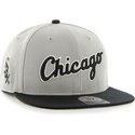 47-brand-flat-brim-script-logo-chicago-white-sox-mlb-grey-snapback-cap