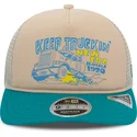 casquette-trucker-beige-et-bleue-american-keep-truckin-9fifty-retro-crown-a-frame-new-era