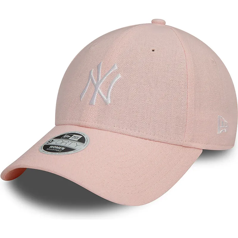 petten-gebogen-roze-verstelbaar-9forty-linen-van-new-york-yankees-mlb-van-new-era