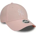 new-era-curved-brim-women-9forty-linen-new-york-yankees-mlb-pink-adjustable-cap