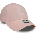 petten-gebogen-roze-verstelbare-band-9forty-linen-van-new-york-yankees-mlb-van-new-era
