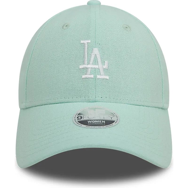 cappellino-con-visiera-curva-verde-regolabile-da-donna-9forty-linen-dei-los-angeles-dodgers-mlb-di-new-era