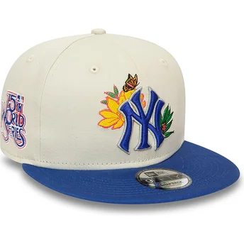 Casquette plate blanche et bleue snapback 9FIFTY Floral New York Yankees MLB New Era