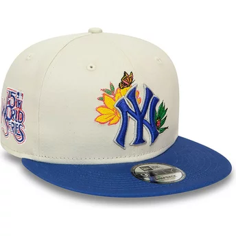 New Era Flat Brim 9FIFTY Floral New York Yankees MLB White and Blue Snapback Cap