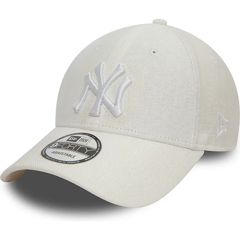 petten-gebogen-wit-verstelbaar-9forty-linen-van-new-york-yankees-mlb-van-new-era