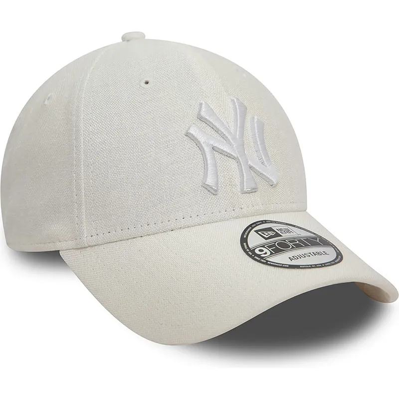 petten-gebogen-wit-verstelbaar-9forty-linen-van-new-york-yankees-mlb-van-new-era