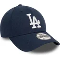 petten-gebogen-marineblauw-verstelbare-band-9forty-linen-van-los-angeles-dodgers-mlb-van-new-era