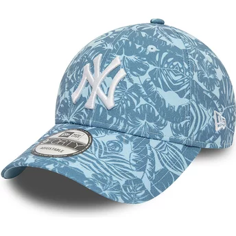 New Era Curved Brim 9FORTY Summer All Over Print New York Yankees MLB Blue Adjustable Cap