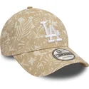 casquette-courbee-marron-ajustable-9forty-summer-all-over-print-los-angeles-dodgers-mlb-new-era