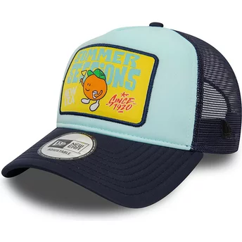 New Era Summer Sessions A Frame Patch Blue Trucker Hat
