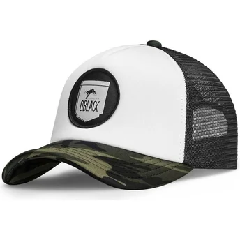 Casquette trucker blanche, noire et camouflage Classic Oblack