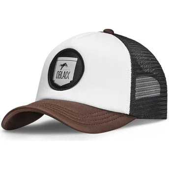 Casquette trucker blanche, noire et marron Classic Oblack