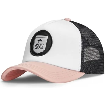 Casquette trucker blanche, noire et rose Classic Oblack