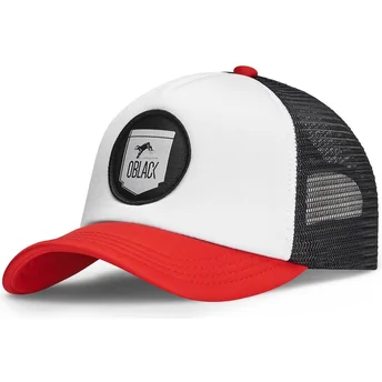 Casquette trucker blanche, noire et rouge Classic Oblack