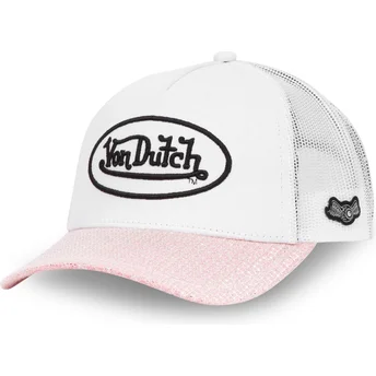 Casquette trucker blanche et rose SHINY P Von Dutch