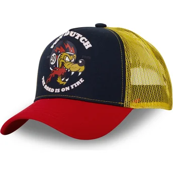 Casquette trucker bleue marine, jaune et rouge WOL Von Dutch