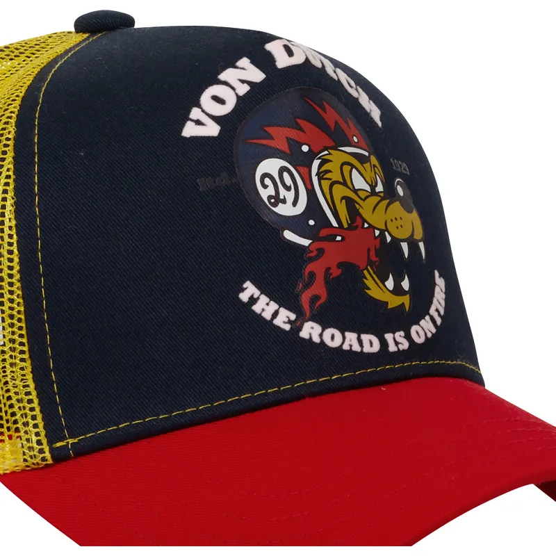 bla-gul-og-rod-wol-trucker-kasket-fra-von-dutch