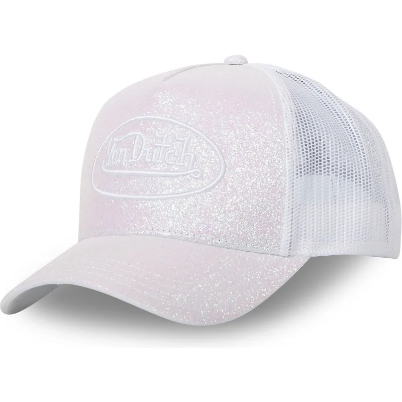 hvid-trucker-kasket-glitter-w-fra-von-dutch