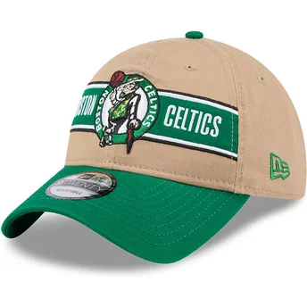 Gorra curva marrón y verde ajustable 9TWENTY Draft 2024 de Boston Celtics NBA de New Era
