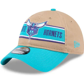 Casquette courbée marron et bleue ajustable 9TWENTY Draft 2024 Charlotte Hornets NBA New Era