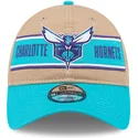 casquette-courbee-marron-et-bleue-ajustable-9twenty-draft-2024-charlotte-hornets-nba-new-era