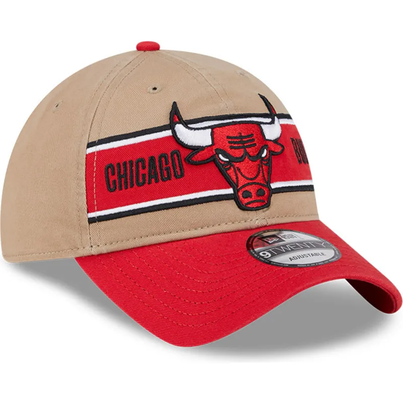 brun-og-rod-justerbar-kurvet-kasket-9twenty-draft-2024-fra-chicago-bulls-nba-fra-new-era