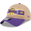 new-era-curved-brim-9twenty-draft-2024-los-angeles-lakers-nba-brown-and-purple-adjustable-cap