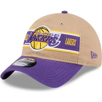 Gorra curva marrón y violeta ajustable 9TWENTY Draft 2024 de Los Angeles Lakers NBA de New Era