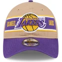 braune-und-violette-verstellbare-curved-cap-9twenty-draft-2024-der-los-angeles-lakers-nba-von-new-era