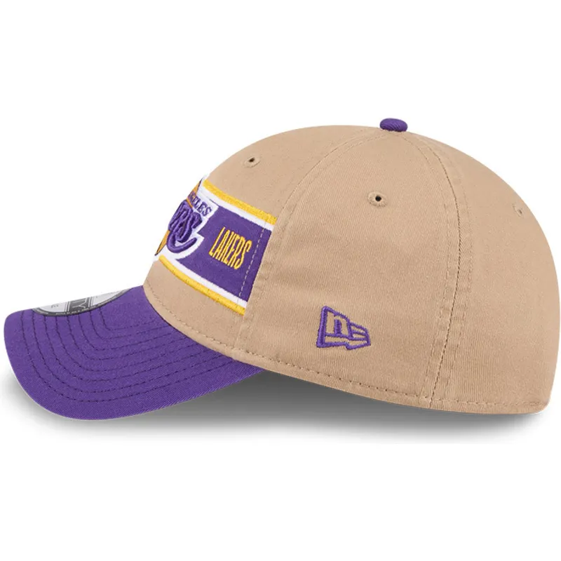 justerbar-9twenty-draft-2024-brun-og-violet-buet-cap-fra-los-angeles-lakers-nba-fra-new-era