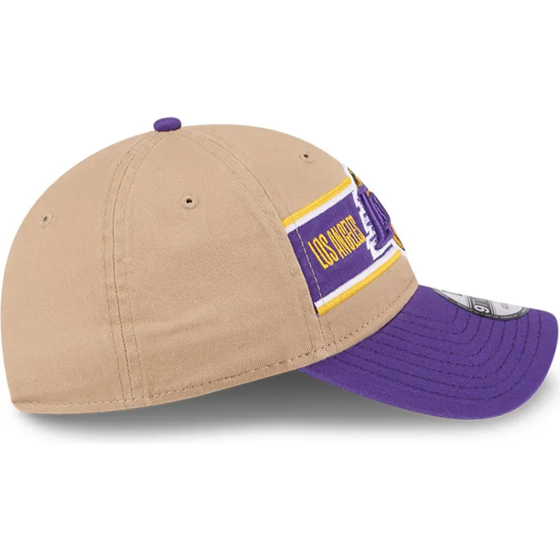 justerbar-9twenty-draft-2024-brun-og-violet-buet-cap-fra-los-angeles-lakers-nba-fra-new-era