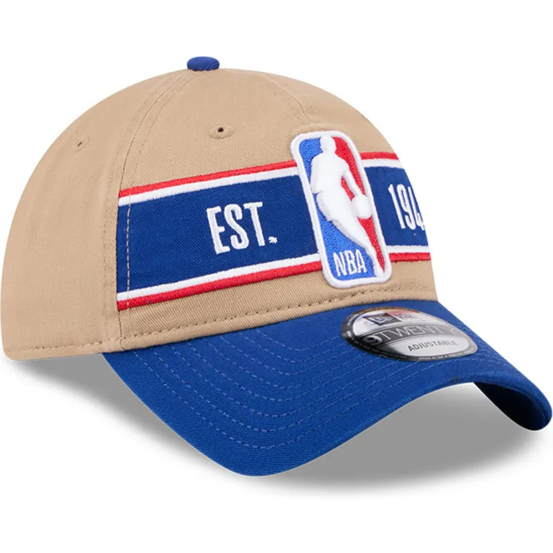 brun-og-bla-justerbar-9twenty-draft-2024-nba-kasket-fra-new-era